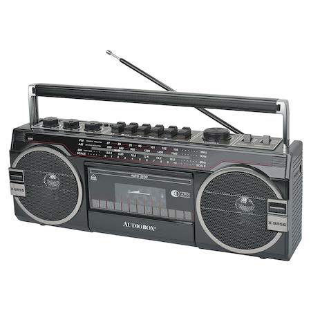 RXC-25BT 10-Watt Portable Cassette Player And Recorder Boombox With 3-Band Radio, Bluetooth Black